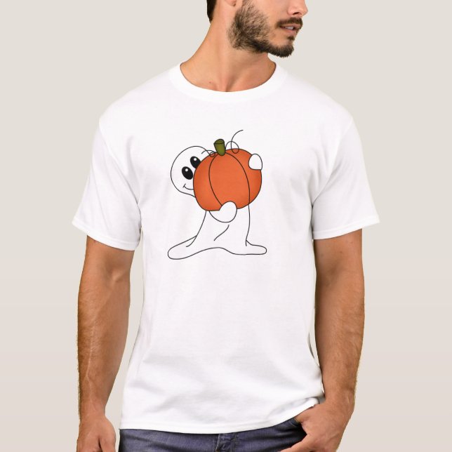 T-shirt Fantôme avec le citrouille orange (Devant)