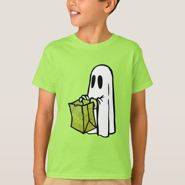 T-shirt Fantôme avec sac vert ou traitement (Devant)