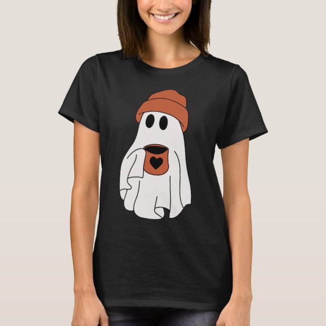 T-shirt Fantôme Boire Café Drôle Costume Halloween Coff (Devant)