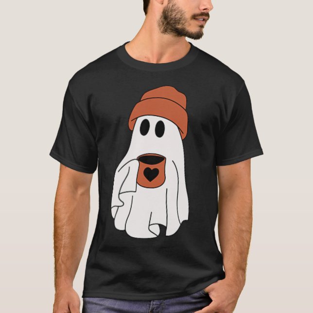 T-shirt Fantôme Boire Café Drôle Costume Halloween Coff (Devant)