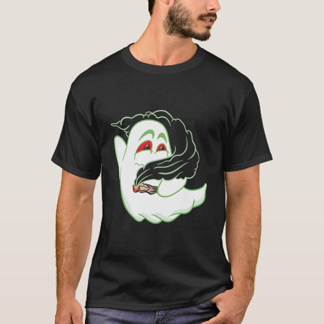 T-shirt Fantôme Bouh Fumant De L'herbe Thc Joyeux Hallowee (Devant)
