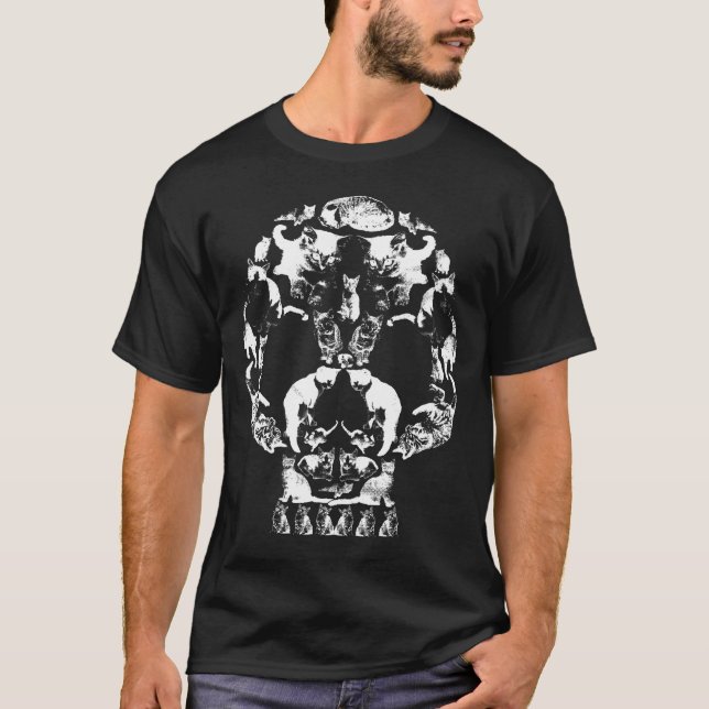 T-shirt Fantôme de chaton de la mort de crâne de chat (Devant)