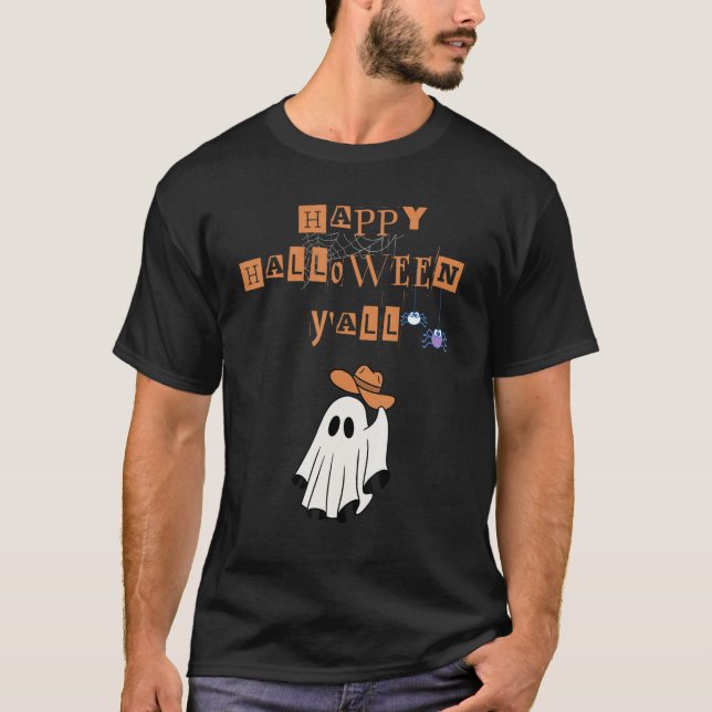 T-shirt fantôme de cowboy halloween (Devant)