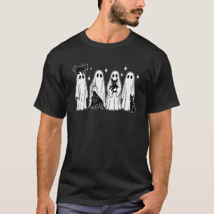 T-shirt Fantôme de dentelle tenant un chat noir Halloween
