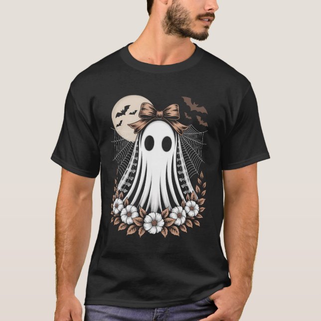 T-shirt Fantôme de dentelle vintage Halloween (Devant)