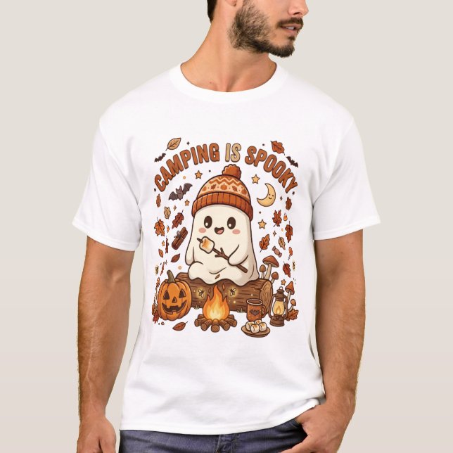 T-shirt Fantôme de feu de camp effrayant – Halloween migno (Devant)