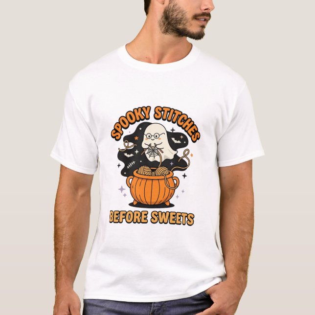T-shirt Fantôme de fil effrayant Halloween (Devant)