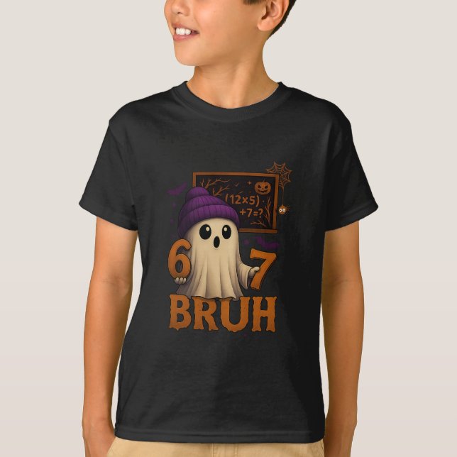 T-shirt Fantôme de maths drôle 67 Bruh Halloween Mème Prof (Devant)