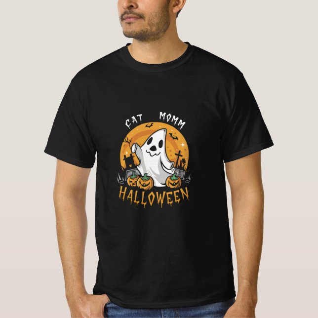 T-shirt fantôme d'halloween avec chats noirs saison éffray (Devant)