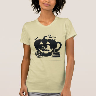 T-shirt Fantôme d'Halloween éffrayant avec Mug Citrouille