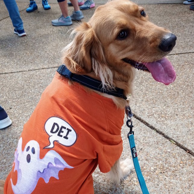 T-shirt fantôme d'Halloween effrayant - DEI - orange (Lucy modeling this season's scariest Halloween t-shirt)