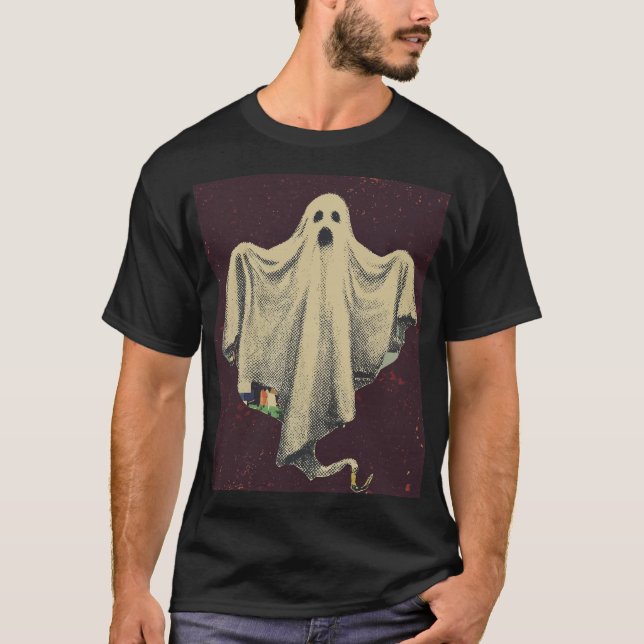 T-shirt Fantôme d'Halloween Esprit Effrayant  (Devant)