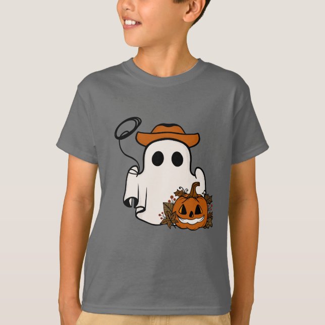 T-shirt Fantôme d'Halloween et Citrouille (Devant)