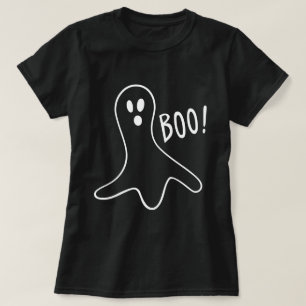 T-shirt Fantôme d'Halloween fou noir blanc blanc