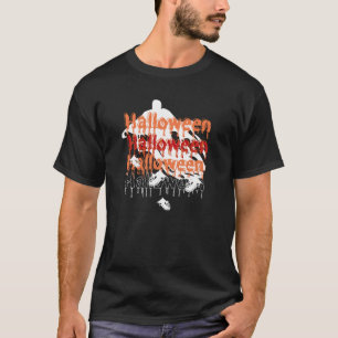 T-shirt Fantôme d'Halloween noir et blanc