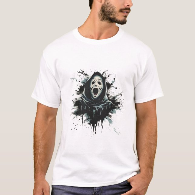 T-shirt Fantôme d'horreur de cri effrayant (Devant)