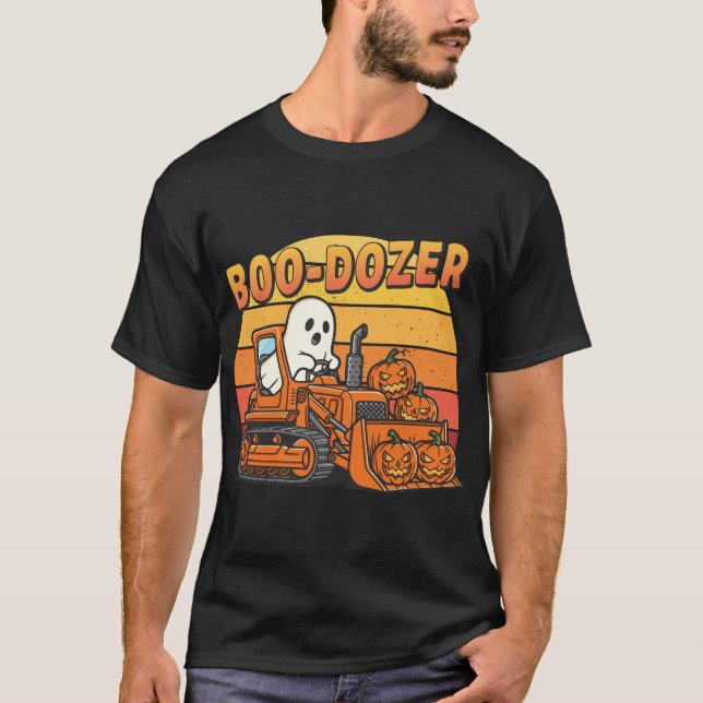 T-shirt Fantôme drôle d'Halloween Boo Dozer (Devant)