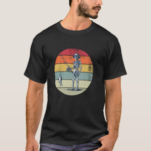 T-shirt Fantôme Drôle Hommes Squelette Pêcheur Amateur de