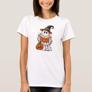 T-shirt Fantôme effrayant avec bannière boo