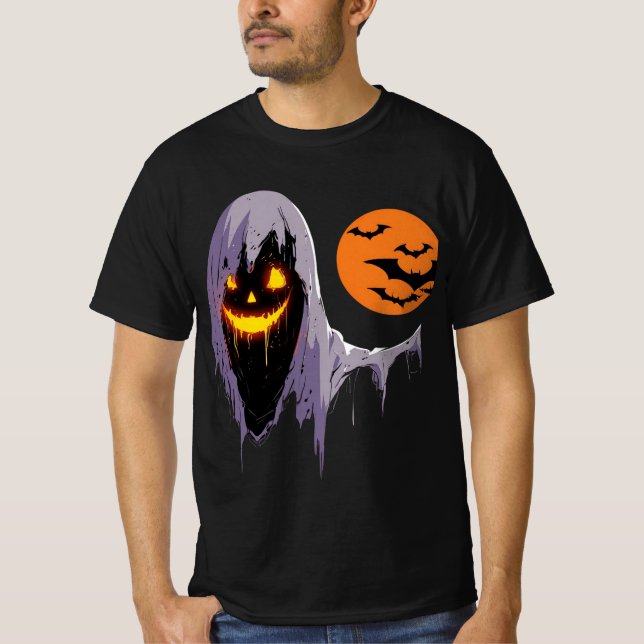 T-shirt Fantôme éffrayant avec Pleine lune (Devant)