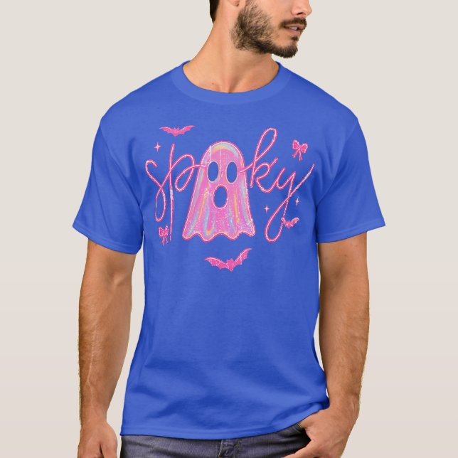 T-shirt Fantôme Éffrayant de néon rose mignon (Devant)