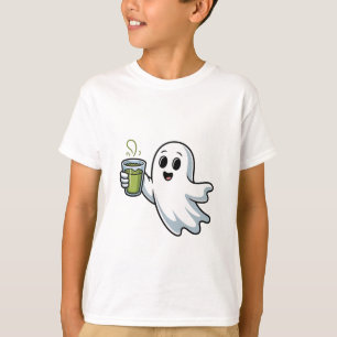 T-shirt Fantôme effrayant d'Halloween tenant un matcha