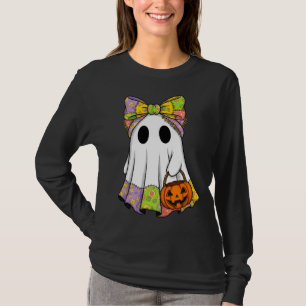 T-shirt Fantôme en Patchwork mignon avec panier Citrouille