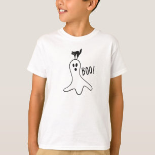 T-shirt Fantôme et chat noir Halloween mignon