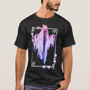 T-shirt Fantôme Et Rose Wiccan Kawaii Pastel Goth Occulte 