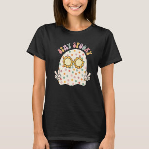 T-shirt Fantôme Floral Halloeen Rétro Groovy Reste Drôle F