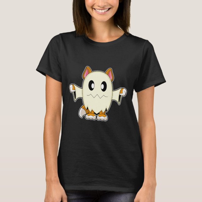 T-shirt Fantôme Halloween Chat (Devant)