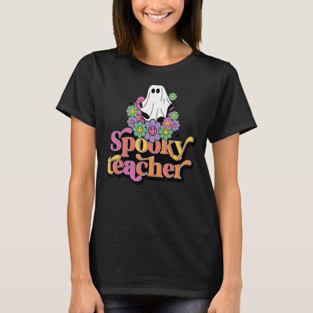 T-shirt Fantôme Halloween Enseignant Éffrayant Trick Ou En (Devant)