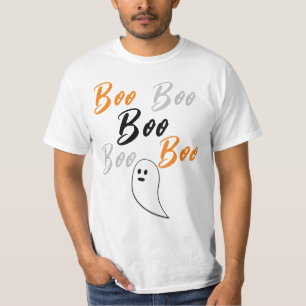 T-shirt Fantôme Halloween noir blanc orange boo