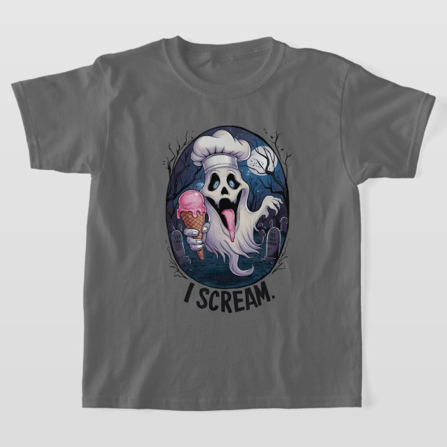 T-shirt Fantôme mignon avec Ice Cream Halloween (Poser)