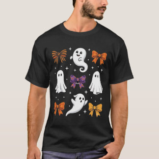 T-shirt Fantôme Mignon avec Ruban Design Halloween_1