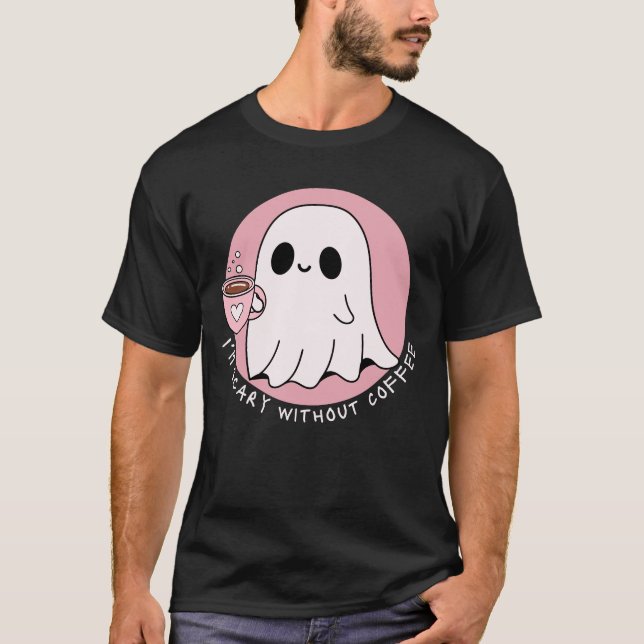 T-shirt Fantôme mignon drôle effrayant sans café (Devant)