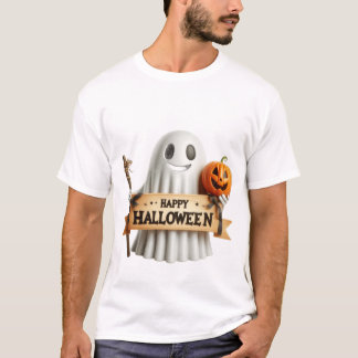 T-shirt Fantôme mignon en 3D avec pancarte Joyeux Hallowee