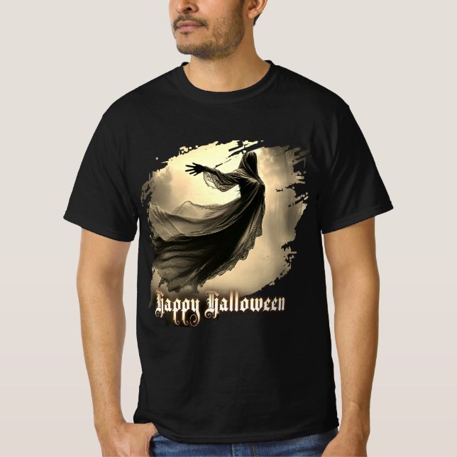 T-shirt Fantôme noir féminin dans Hellscape - Halloween (Devant)