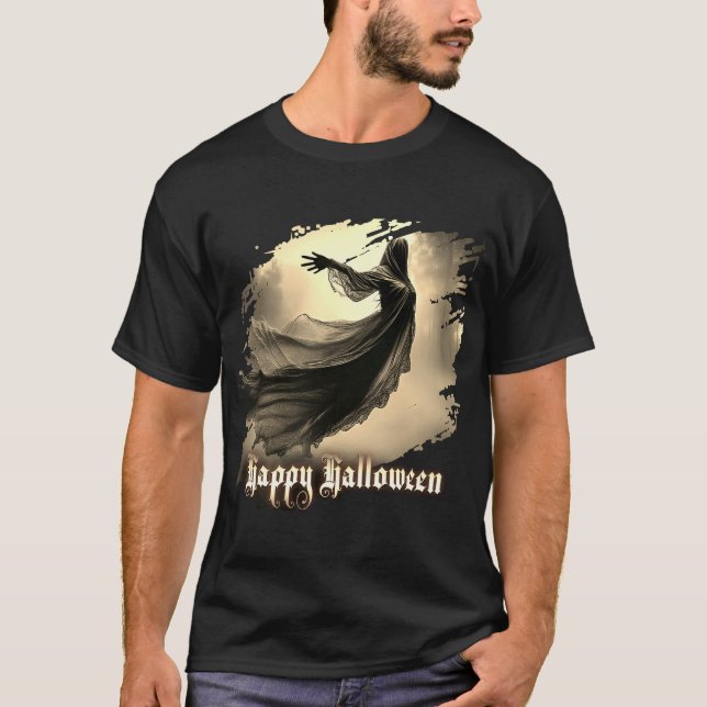 T-shirt Fantôme noir féminin dans Hellscape - Halloween (Devant)
