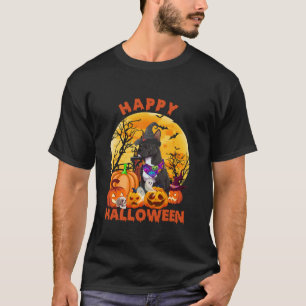 T-shirt Fantôme Scary Citrouille Lune Sorcière Pitbull Chi