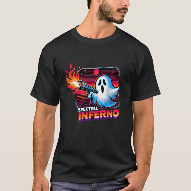 T-shirt Fantôme Spectral Inferno Avec Un Fun Gra Flamethro (Devant)