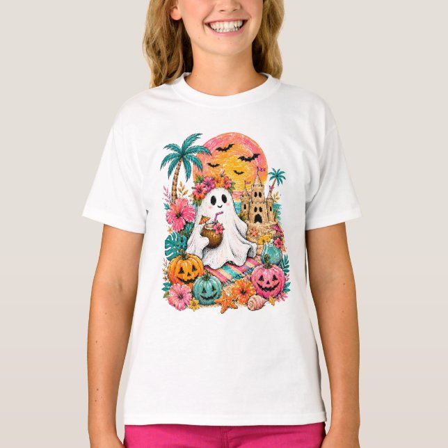 T-shirt Fantôme tropical d'Halloween (Devant)