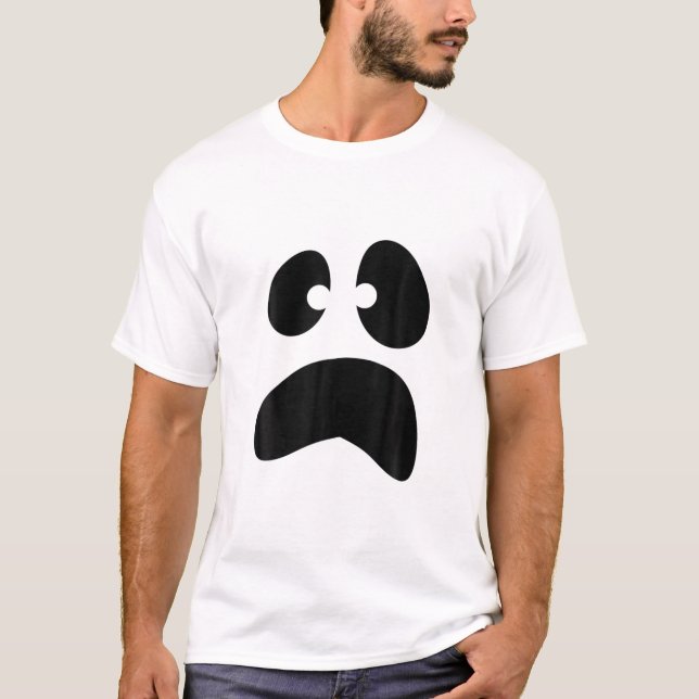 T-shirt Fantôme Visage Simple Facile Cute Costume Hallowee (Devant)