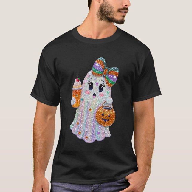 T-shirt Fantômes à strass tendance pour Halloween (Devant)
