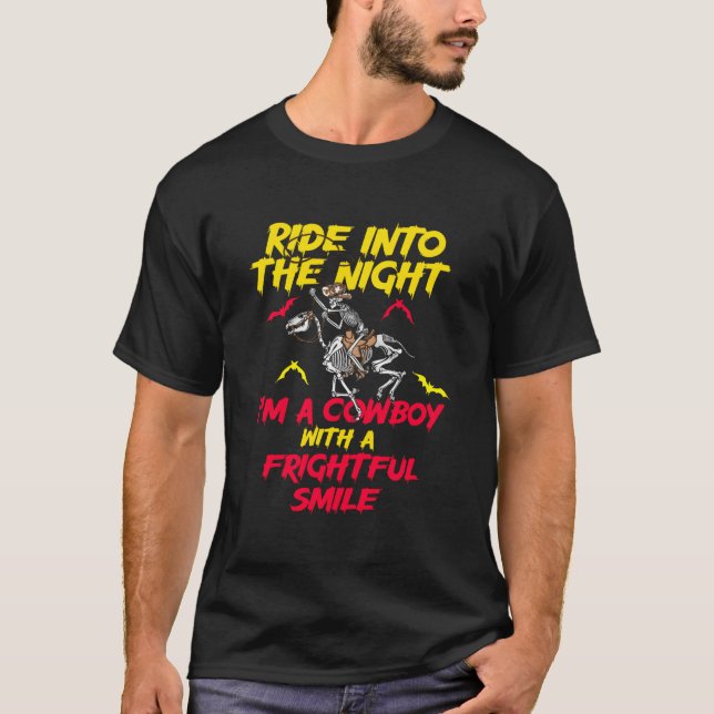 T-shirt Fantômes de Halloween à cheval sur une vache (Devant)
