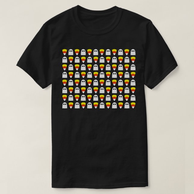 T-shirt Fantômes d'Halloween et Corne de bonbons (Design devant)