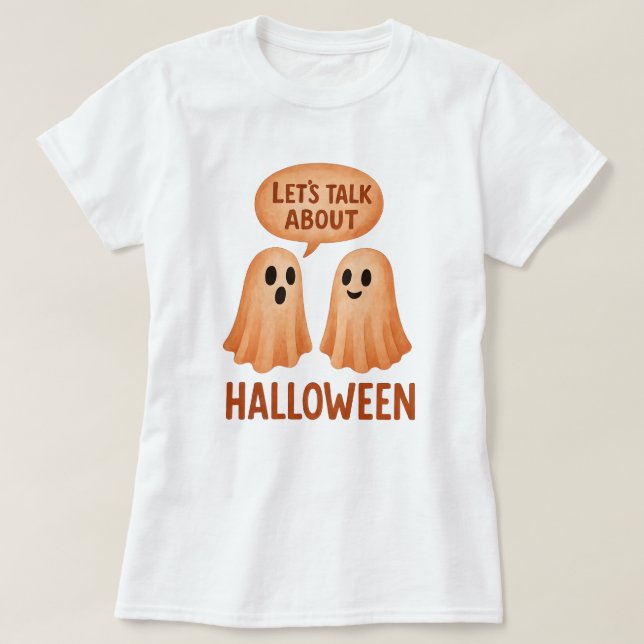 T-shirt Fantômes discutant d'Halloween (Design devant)