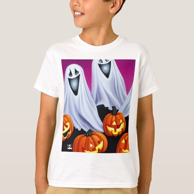 T-shirt Fantômes et Citrouilles d'Halloween (Devant)