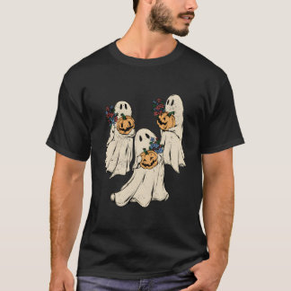 T-shirt Fantômes Floraux Halloween Saison Sombre