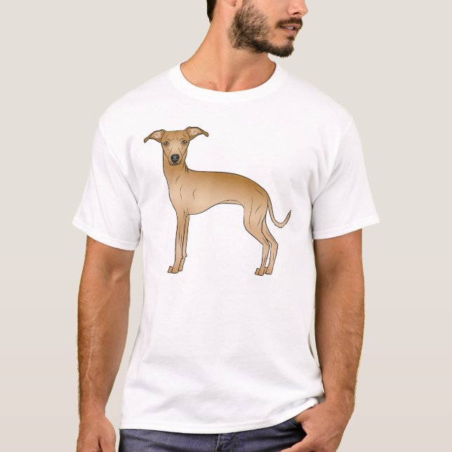 T-shirt Faon italien Greyhound mignon dessin de chien de d (Devant)